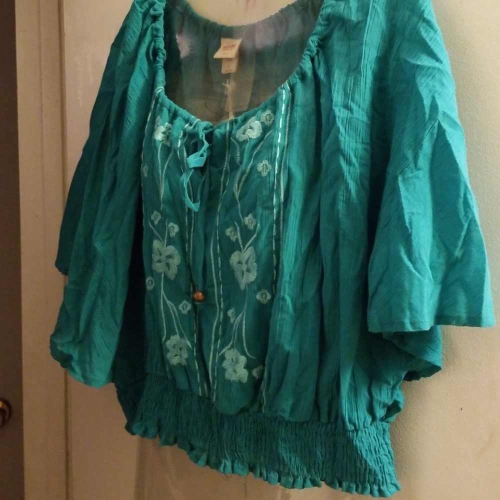 Batwing teal top